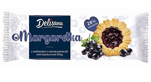 Delisana Margaretka ciastka kruche z nadzieniem czarna porzeczka / Shortbread cookies with blackcurrant filling 135g