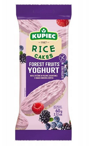 Wafle  ryzowe w polewie jogurtowej o smaku OWOCE LESNE 60g / Rice cakes with foredt fruit flavoured yoghurt coating 60 g 