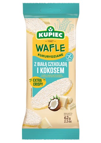Wafle kukurydziane z czekolada biala i kokosem/ Corn cakes chocolate cocnut  62g