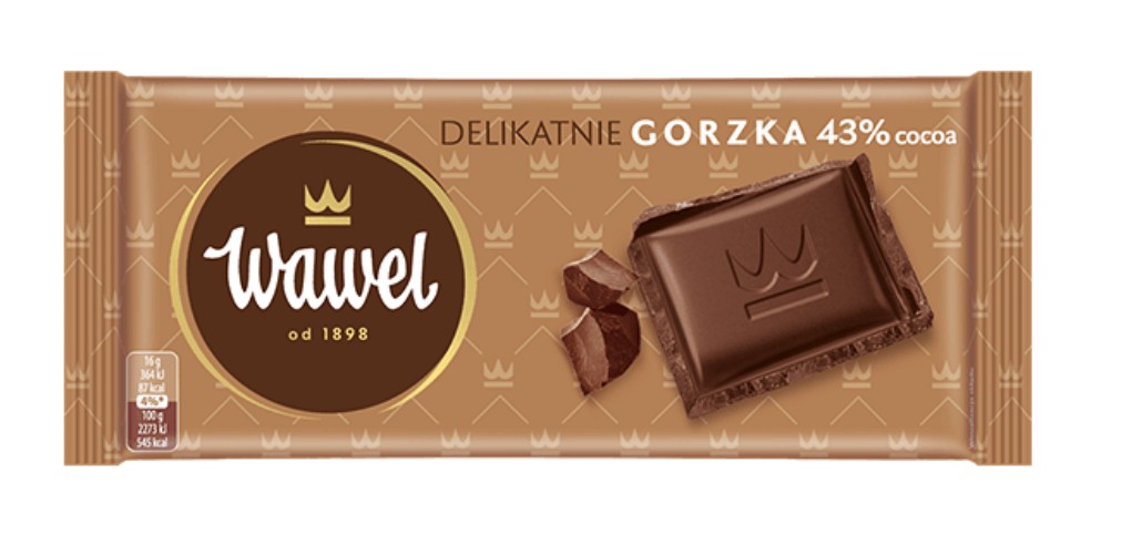 Czekolada Delikatnie gorzka 43% / Chocolate Slightly Bitter 43% 80g 