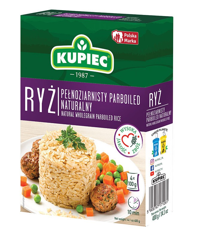 Ryz naturalny  pelnoziarnisty parboiled / Natural wholegrain parboiled rice 4 x 100g