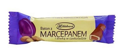 Baton z marcepanem i sliwka w czekoladzie / Chocolate-covered plum marzipan bar 40 g (38/cs)