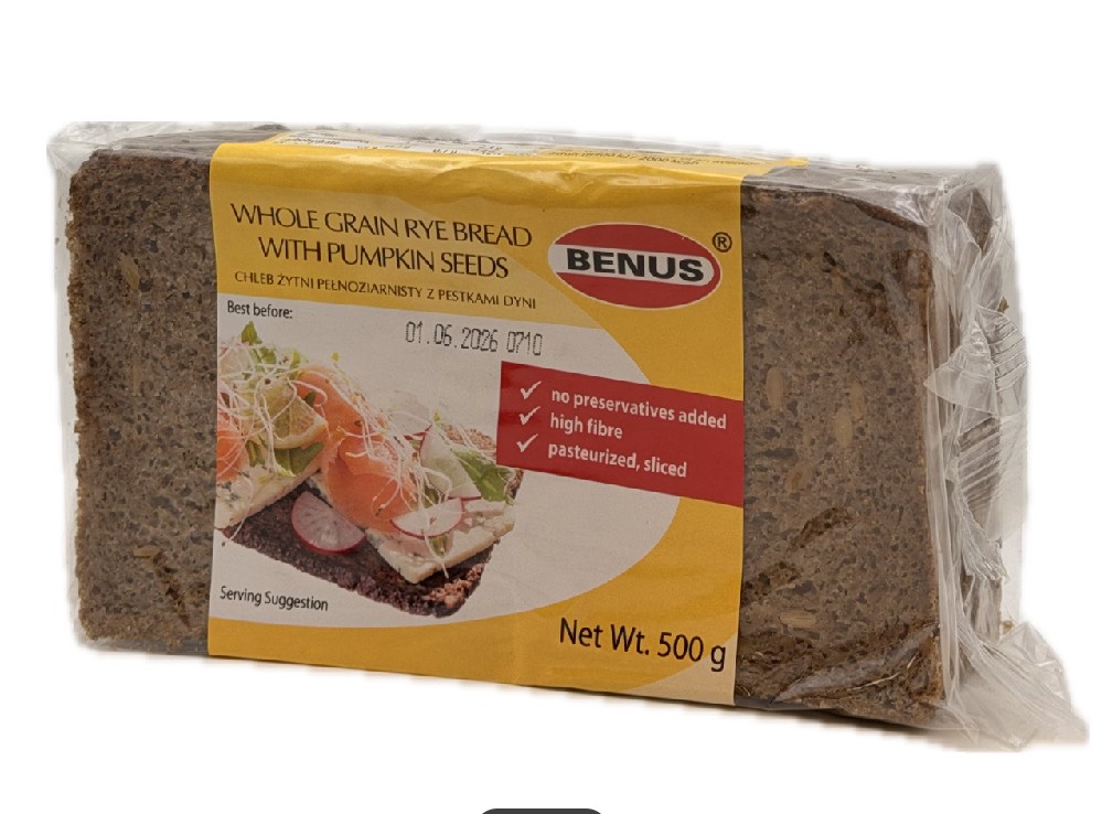 Chleb zytni z pestkami dyni / Rye bread with pumpkin seeds 500g (044)