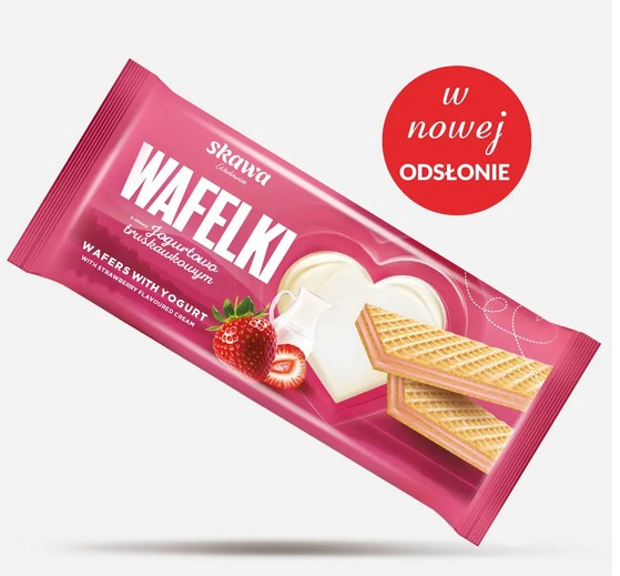 Wafers with cyoghurt and starwberry flavoured cream / Wafelki jo smaku jogurtowo -truskawkowym 180g 