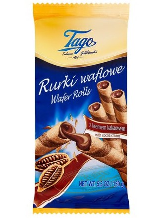 Rurki waflowe kakaowe/ Roll wafers with cocoa filling 150 g (70974)