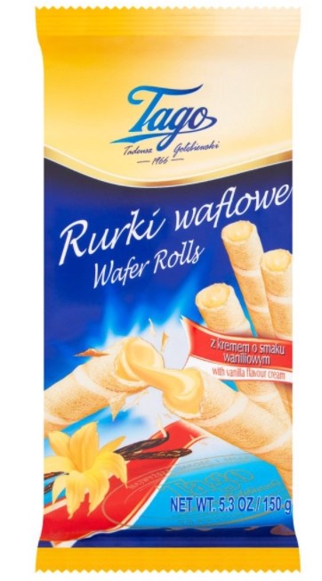 Rurki waflowe waniliowe/ Roll wafers with vanilla filling 150 g (70967)