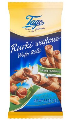 Rurki waflowe orzechowe/ Roll wafers with nut filling 150 g (70998)