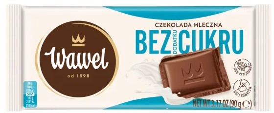 Milk chocolate no sugar/Czekolada mleczna bez cukru 90g